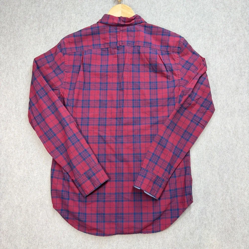Banana Republic Camden Fit Custom Wash Plaid Button Down Shirt Mens Small Red